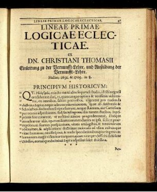 Lineae Primae Logicae Eclecticae.