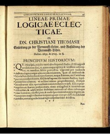 Lineae Primae Logicae Eclecticae.