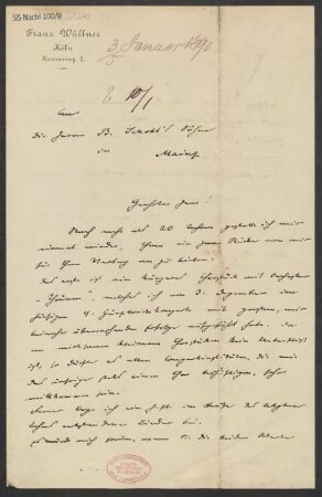 Brief an B. Schott's Söhne : 03.01.1890