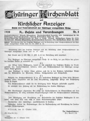 Nr. 8 : 17. Oktober 1938