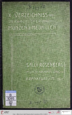 Nr. 10: Verzeichnis verkäuflicher Münzen und Medaillen: Verzeichnis verkäuflicher Münzen und Medaillen