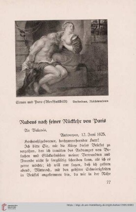 Rubens nach seiner Rückkehr von Paris
