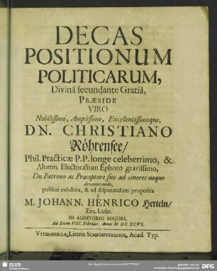 Decas Positionum Politicarum