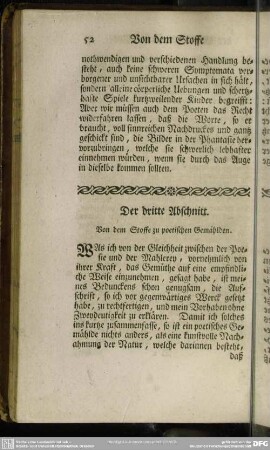 Der dritte Abschnitt. Von dem Stoffe zu poetischen Gemählden