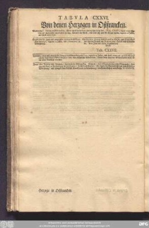Tabula CXXVI. Von denen Herzogen in Ostfrancken.