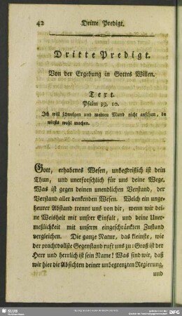 Dritte Predigt. Von der Ergebung in Gottes Willen