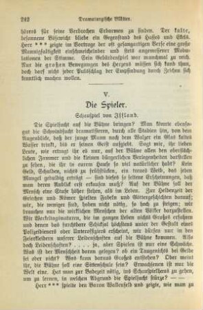 V. Die Spieler. Schauspiel von Iffland