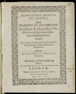 Disputatio Medica De Angina