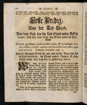 74-88, Erste Predig von der Tod-Suend