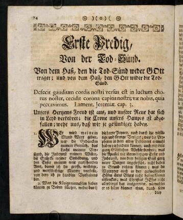 74-88, Erste Predig von der Tod-Suend