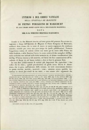 Intorno a due codici Vaticani della Epistola De Magnete di Pietro Peregrino di Maricourt, ed alle prime osservazioni della declinazione magnetica.