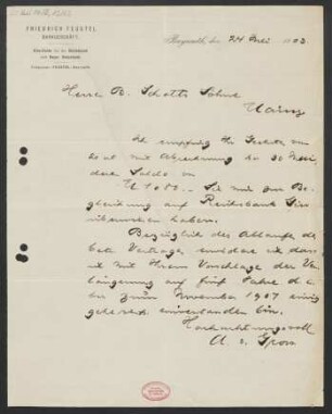 Brief an B. Schott's Söhne : 24.07.1903