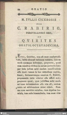 Pro C. Rabirio, Perduellionis Reo, Ad Quirites Oratio, Octavadecima