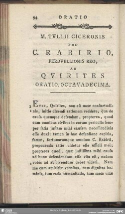 Pro C. Rabirio, Perduellionis Reo, Ad Quirites Oratio, Octavadecima