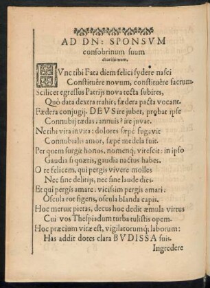 Ad Dn: Sponsum consobrinum suum charissimum.