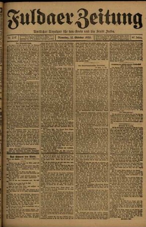 Ausgabe vom Dienstag, den 12. Oktober 1920.