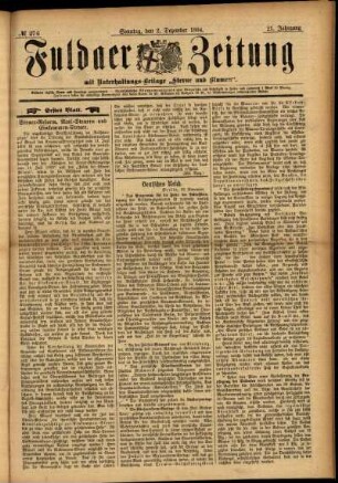 Erste Ausgabe vom Sonntag, den 02. Dezember 1894.