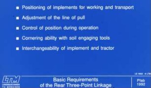 Basic Requirements of the Rear Three-Point Linkage