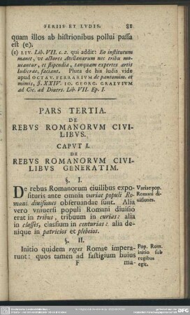 Pars Tertia. De Rebus Romanorum Civilibus