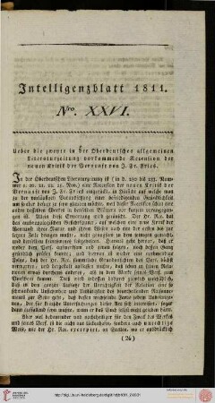 Intelligenzblatt Nro. XXVI