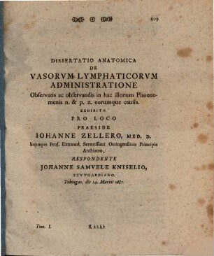 Dissertatio anatomica de vasorum lymphaticorum administratione
