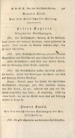 Neunter Titel. Von dem Gesellschafts-Vertrag