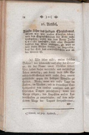 16. Artikel. Fünfte Lehre des heiligen Chrysostomus.