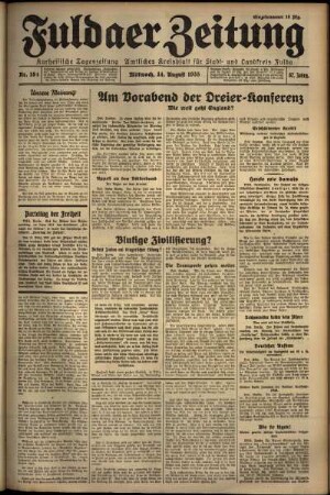 Erste Ausgabe vom Mittwoch, den 14. August 1935.