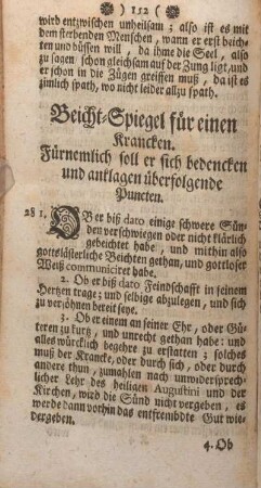Beicht-Spiegel für einen Krancken.