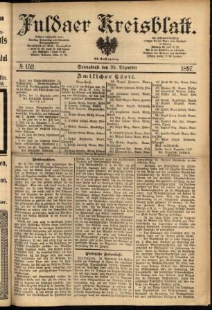 Erste Ausgabe vom Samstag, den 25. Dezember 1897.