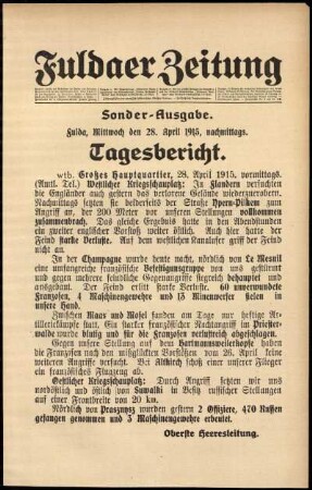 Ausgabe vom Mittwoch, den 28. April 1915.