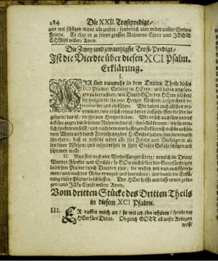 Die Zwey und zwantzigste Trost-Predigt/ Ist die Vierdte über diesen XCI. Psalm.
