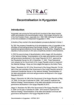 Decentralisation in Kyrgyzstan