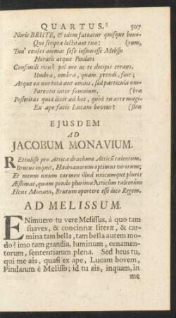 Eiusdem Ad Jacobum Monavium.