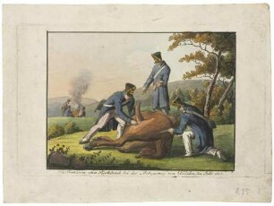Die Franzosen essen Pferdefleisch bei der Belagerung Dresden im Jahr 1813