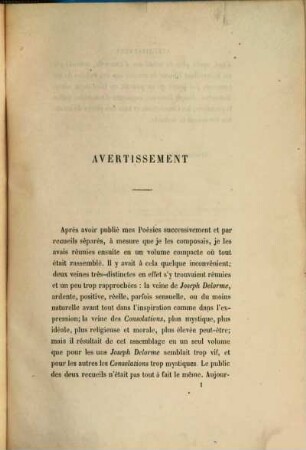Poésies complètes, 1. Vie, poésies et pensées de Joseph Delorme