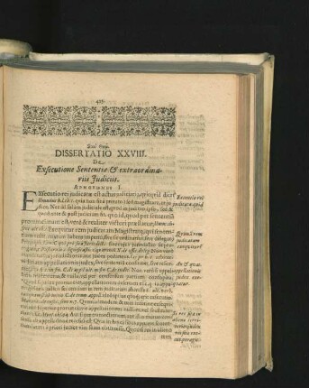 Dissertatio XXVIII. De Exsecutione Sententiae & extraordinariis Iudiciis.