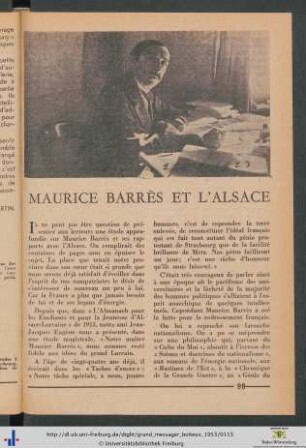 Maurice Barrès et l'Alsace.