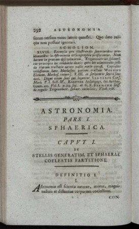 Astronomia. Pars I. Sphaerica.