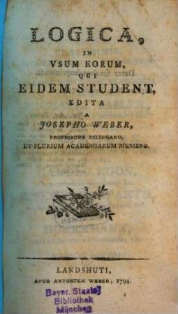Logica, In Vsum Eorum, Qui Eidem Student