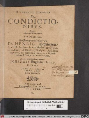 Disputatio Iuridica De Condictionibus