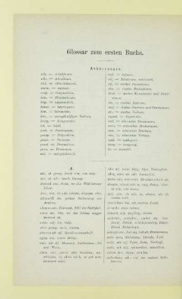 Glossar zum ersten Buche