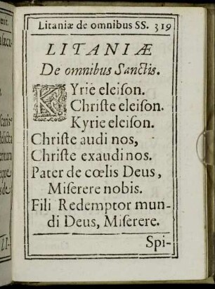 Litaniæ De omnibus Sanctis.