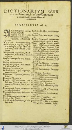 Dictionarium Germanolatinum