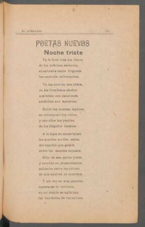 Noche triste : Poetas nuevos