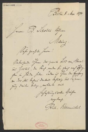 Brief an B. Schott's Söhne : 08.05.1894
