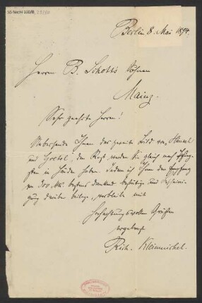 Brief an B. Schott's Söhne : 08.05.1894