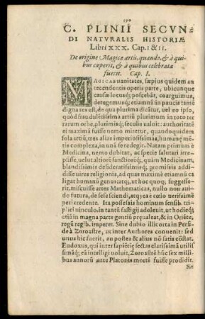 C. Plinii Secundi Naturalis Historiae Libri XXX. Cap. I. & II.