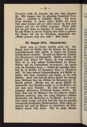 38-50, 29. August 1914. (Sonnabend). - 4. September 1914. (Freitag).