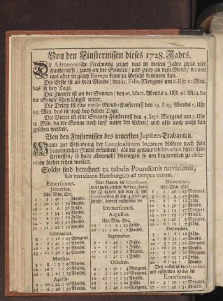 Von den Finsternissen dieses 1728. Jahrs.
